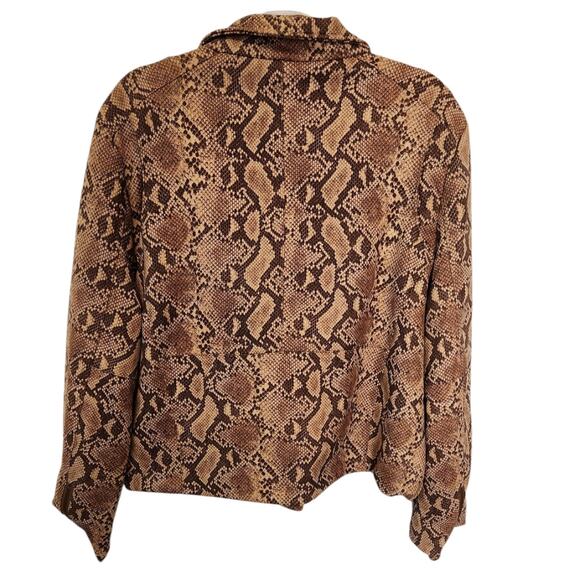 L&B Brown Snake Print Super Soft Short Multi Zippered Jacket Size XL NWOT - Picture 2 of 5